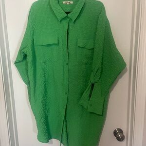 Vibrant Green Textured Top